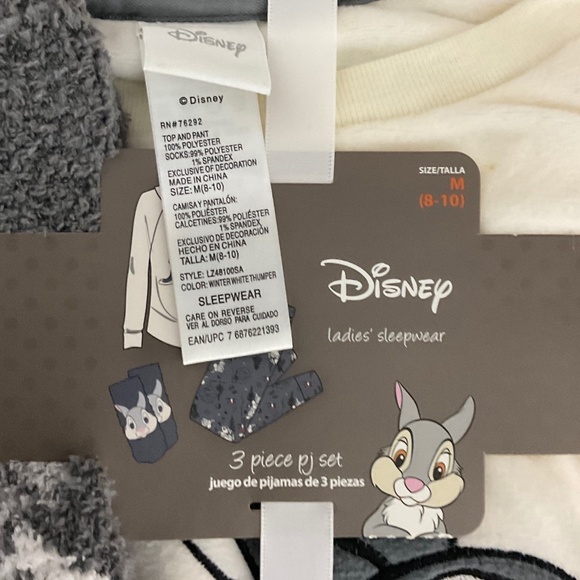 Disney pajama set women M medium 3 pieces top bottom and sucks puffy soft fleece - Picture 2 of 16